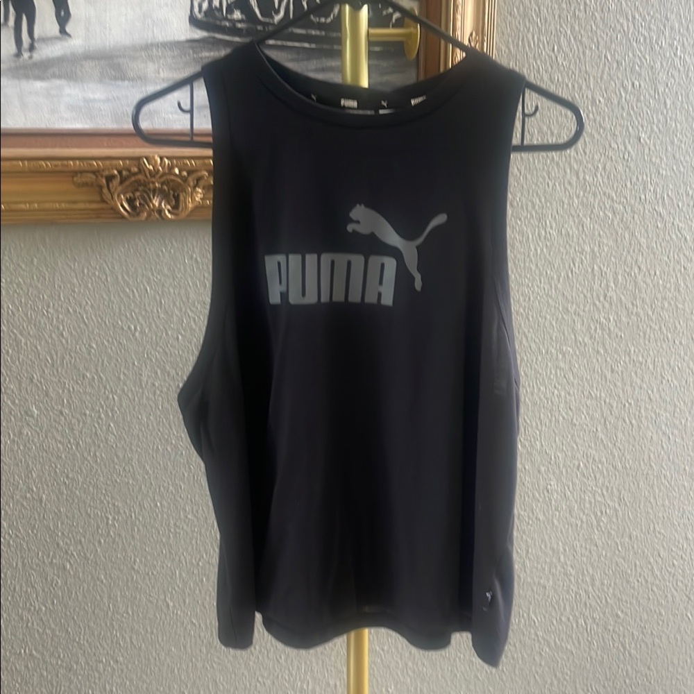 Puma Black Sleeveless Crop Muscle Tee